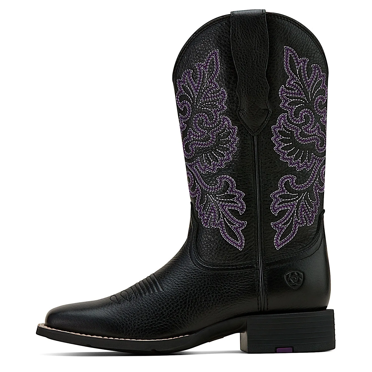 Ariat Women's Round Up Wide Square Toe Stretchfit Western Boot - Black Ariat Shoes