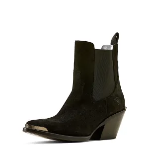 Ariat Women's Shiloh Heeled Ankle Boot - Distressed Black Suede Ariat Shoes