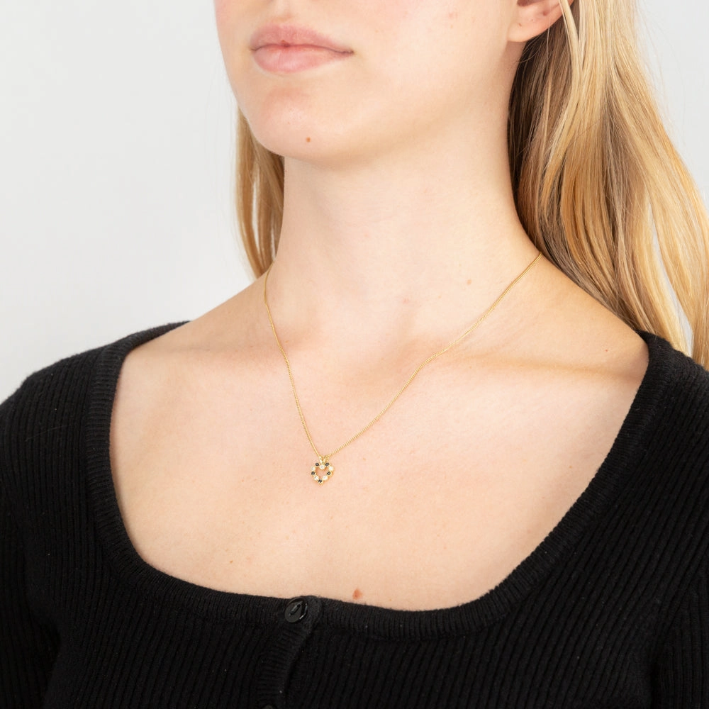 Blue and White Zirconia Heart Pendant in 9ct Yellow Gold