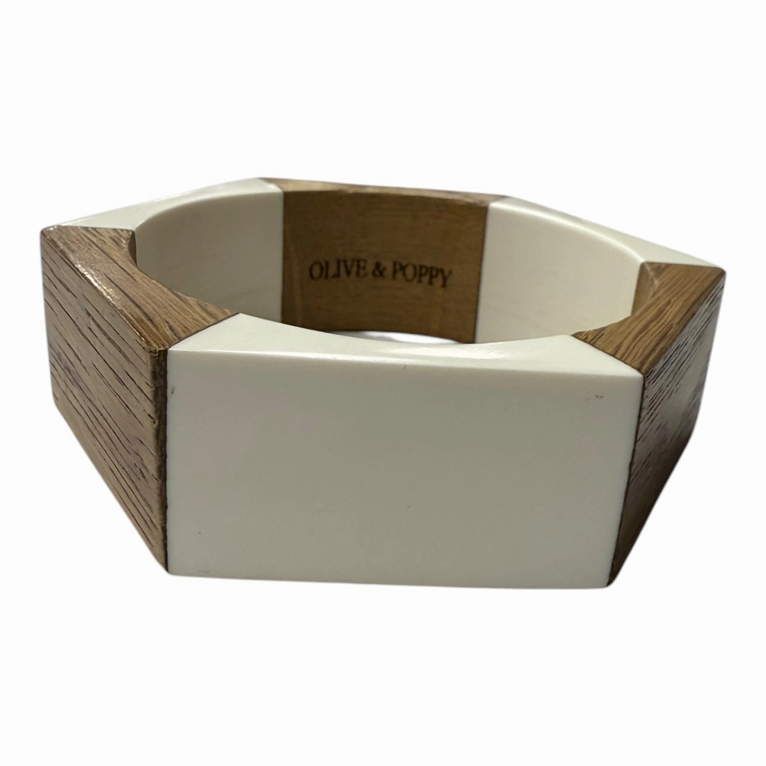 Bracelet Bangle By olive & poppy In Tan & White