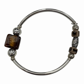 Bracelet Beaded By Cmf In Brown & Silver