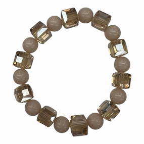 Bracelet Beaded By Plunder In Pink & Tan