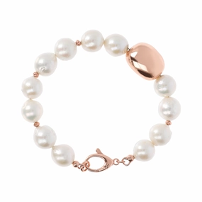 Bronzallure Pearls and Golden Rose Nugget Bracelet