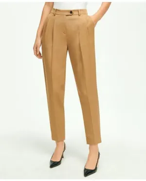 Brooks Brothers Women's Slim Pleat-Front Cropped Pants Tan Brooks Brothers