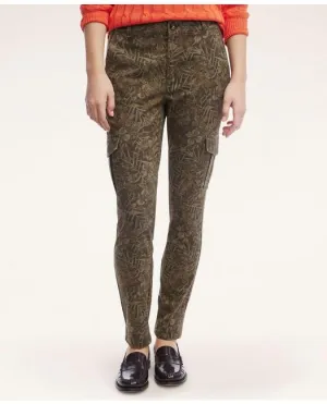 Brooks Brothers Women's Stretch Cotton Canvas Floral Camouflage Cargo Pants Green Brooks Brothers