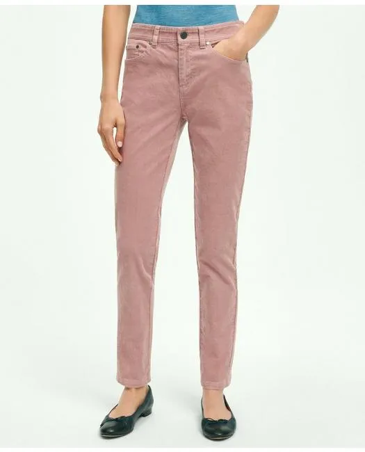 Brooks Brothers Women's Stretch Cotton Corduroy 5-Pocket Pants Pink Brooks Brothers