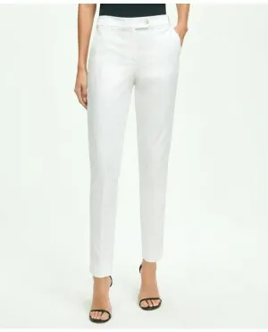 Brooks Brothers Women's Stretch Cotton Pinpoint Oxford Cropped Pants White Brooks Brothers