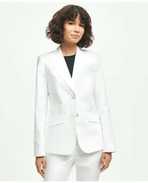 Brooks Brothers Women's Stretch Cotton Pinpoint Oxford Peak Lapel Jacket White Brooks Brothers