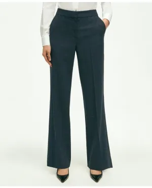 Brooks Brothers Women's Stretch Wool Glenn Plaid Wide Leg Trousers Navy Brooks Brothers