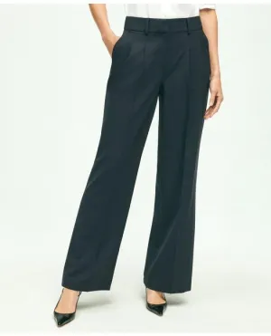 Brooks Brothers Women's The Essential Stretch Pleat-Front Wide Leg Trousers Navy Brooks Brothers