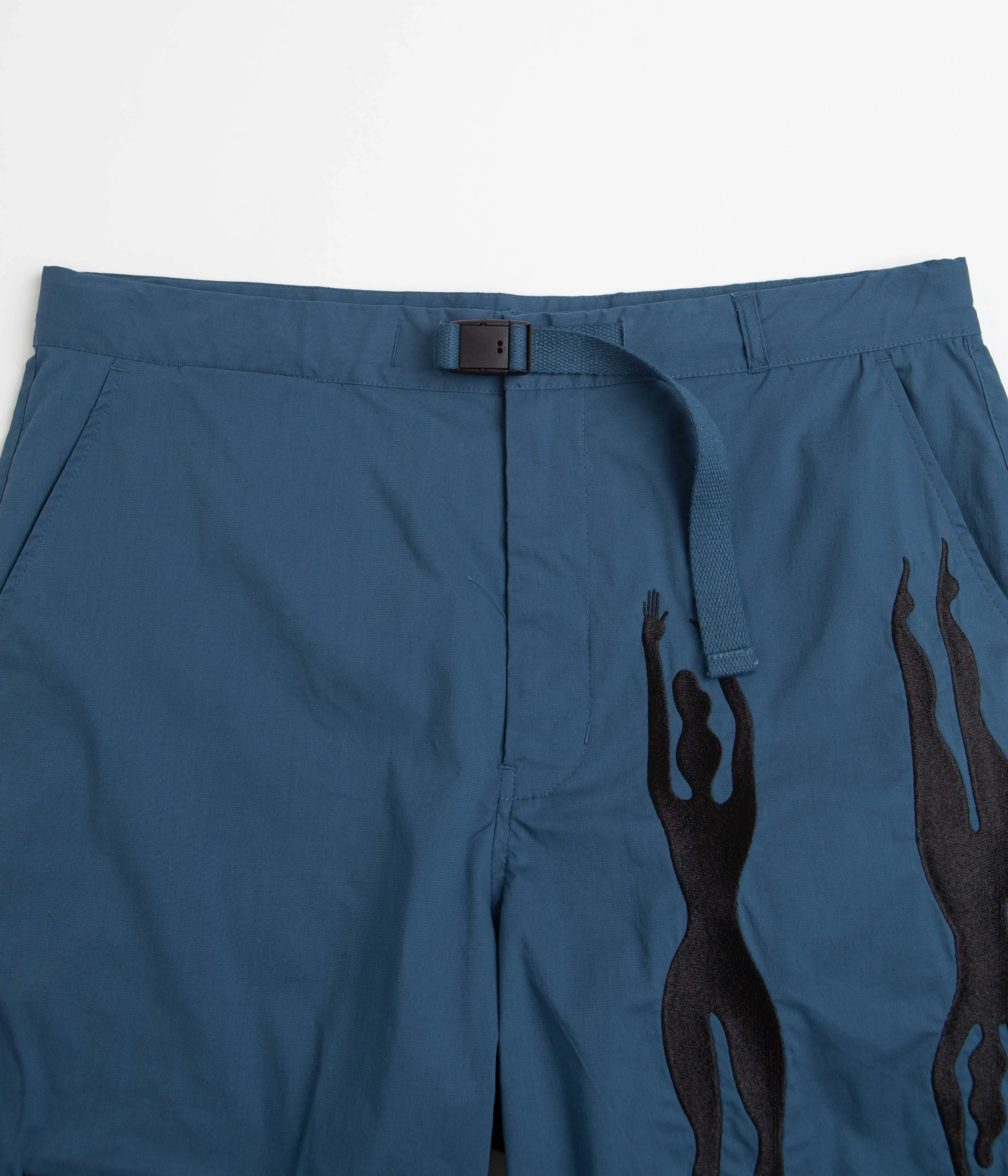 by Parra Zebra Striped P Shorts - Teal Parra Clothing