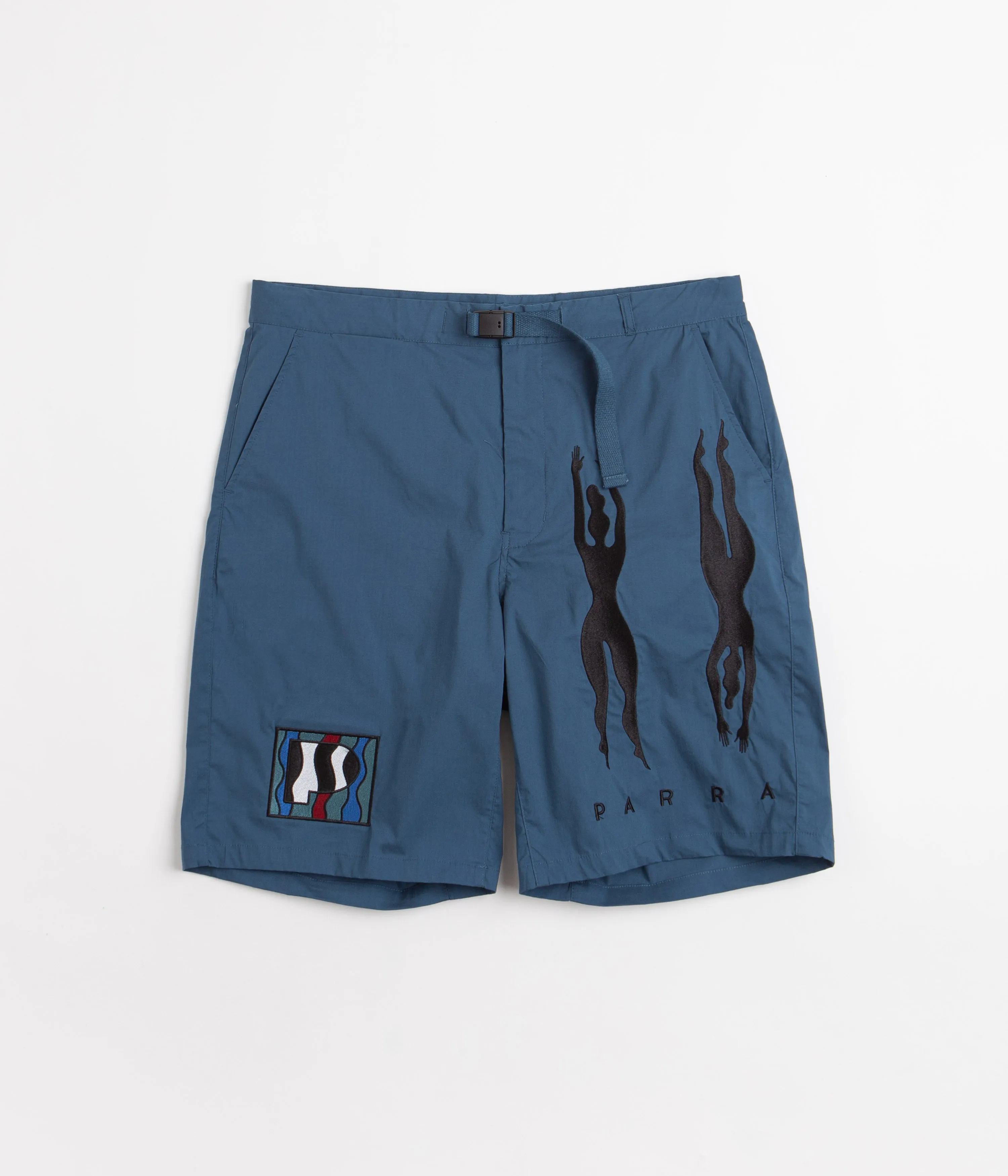 by Parra Zebra Striped P Shorts - Teal Parra Clothing