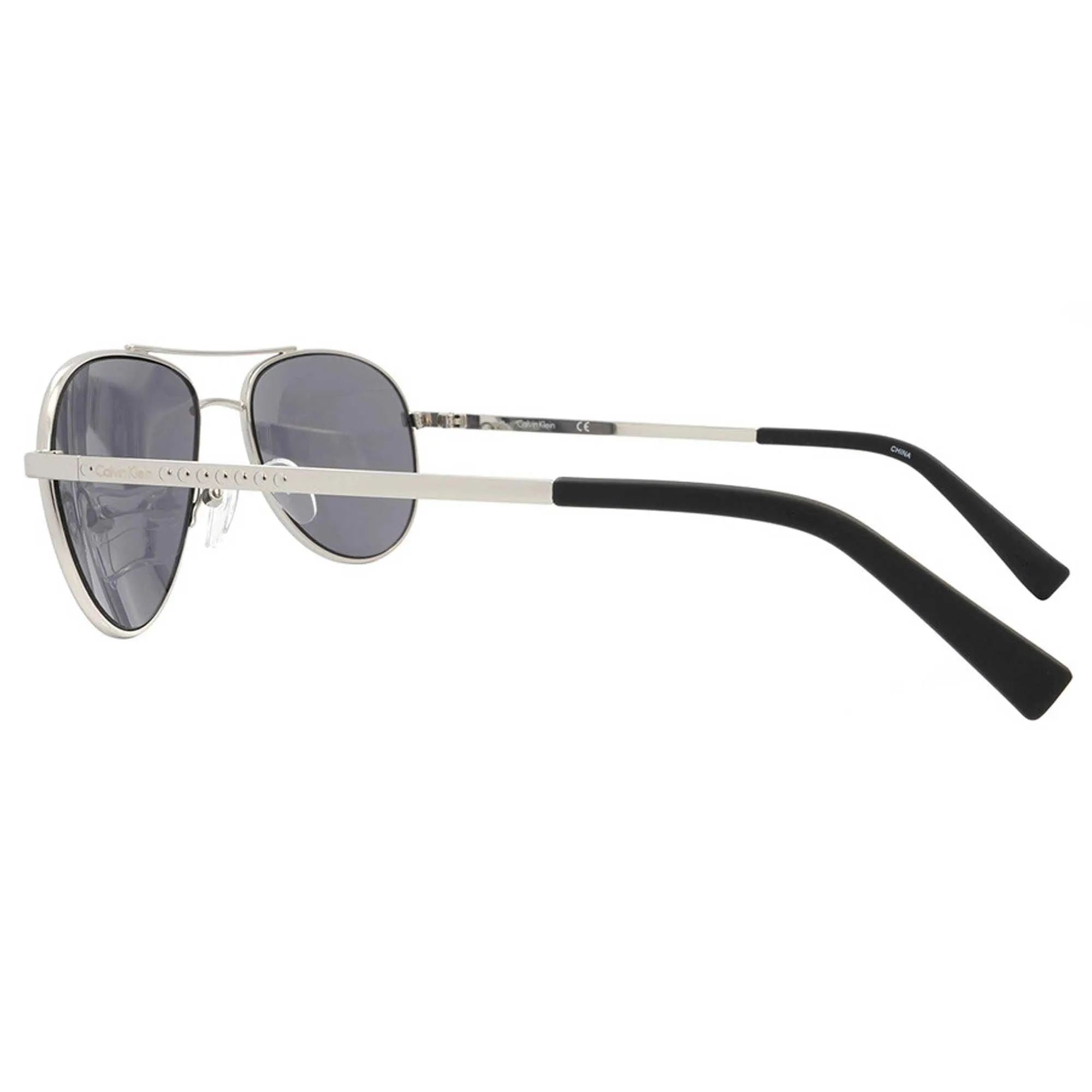 Calvin Klein Unisex Sunglasses - Silver Pilot Frame Grey Lens | R165S 045 Calvin Klein Sunglasses