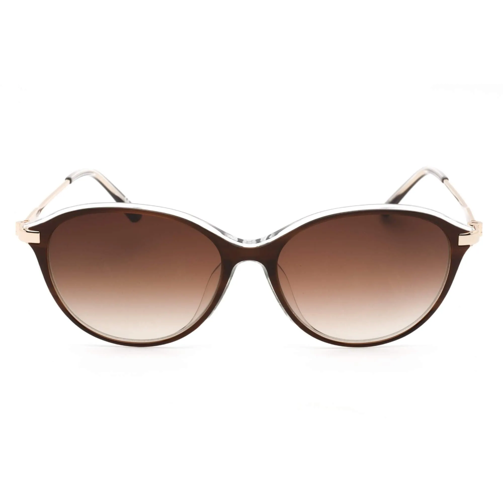 Calvin Klein Women's Sunglasses - Brown Horn/Crystal Oval Full Rim | CK19713SA 222 Calvin Klein Sunglasses