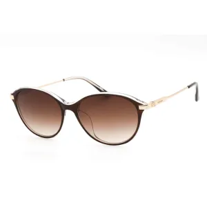 Calvin Klein Women's Sunglasses - Brown Horn/Crystal Oval Full Rim | CK19713SA 222 Calvin Klein Sunglasses