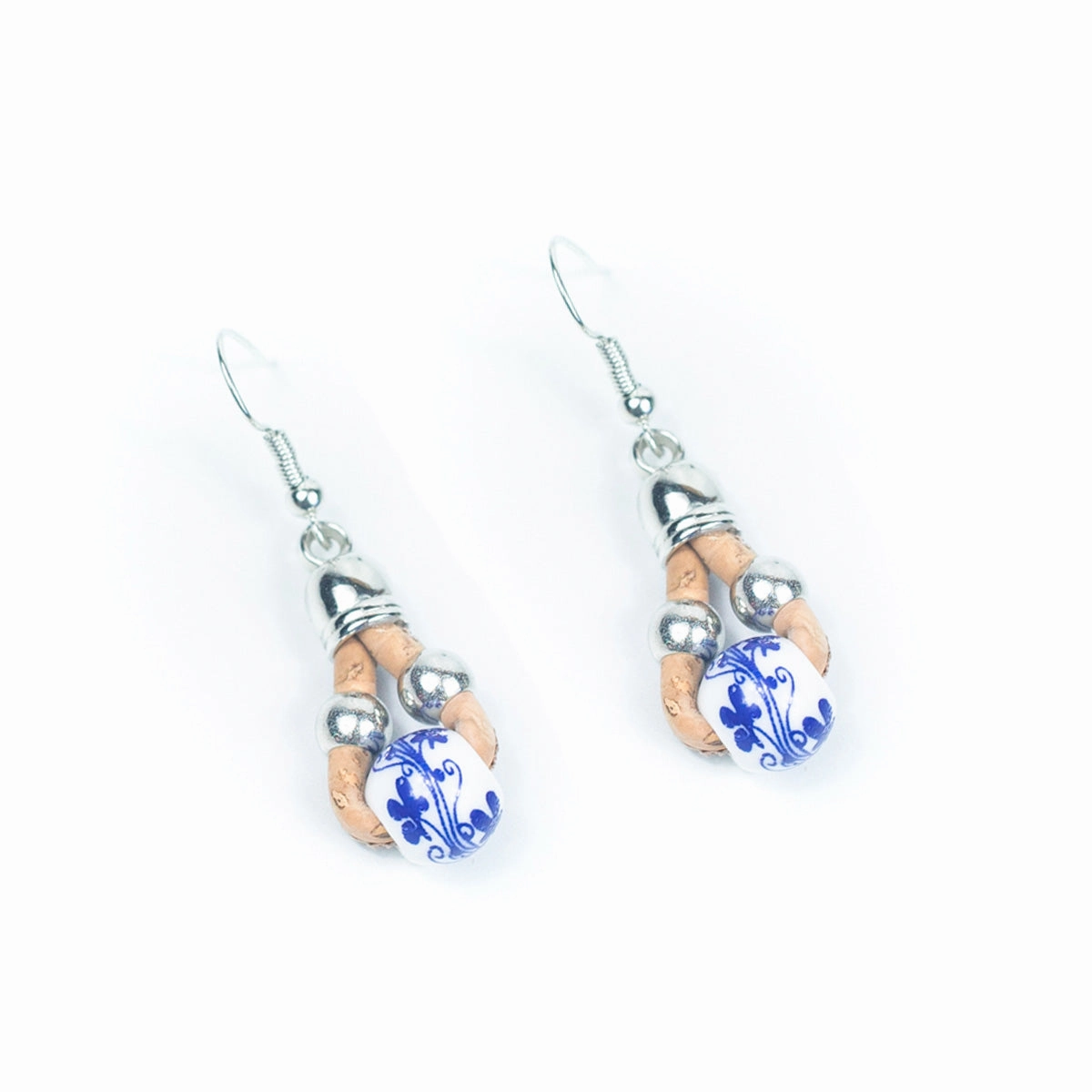 Ceramic bead cork handmade earrings-ER-138-MIX-5