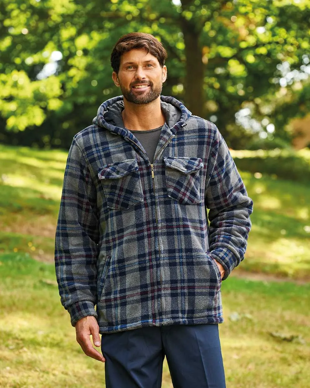 Champion Dumfries Mens Hooded Lumberjack Fleece Jacket Champion