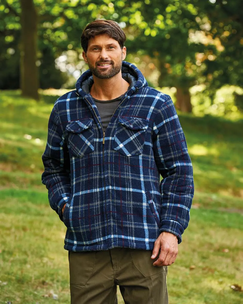 Champion Dumfries Mens Hooded Lumberjack Fleece Jacket Champion
