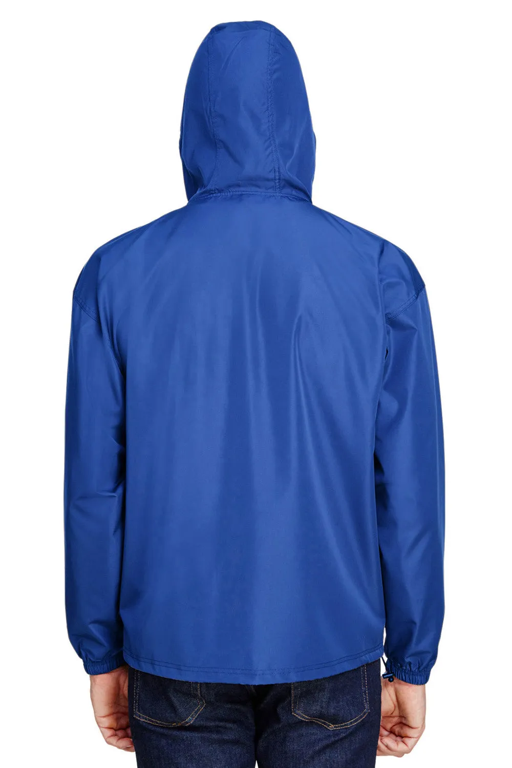 Champion Mens Packable Wind & Water Resistant Anorak 1/4 Zip Hooded Jacket - Athletic Royal Blue
