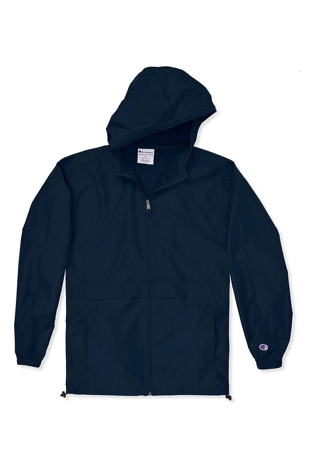 Champion Mens Wind & Water Resistant Full Zip Hooded Anorak Jacket - Navy Blue