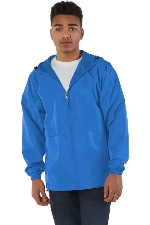 Champion Mens Wind & Water Resistant Full Zip Hooded Anorak Jacket - Royal Blue