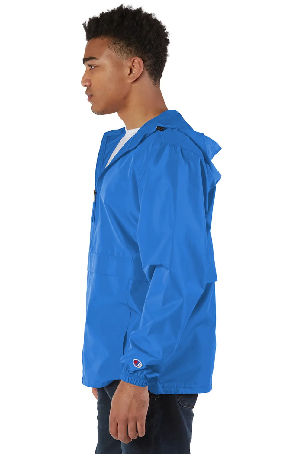 Champion Mens Wind & Water Resistant Full Zip Hooded Anorak Jacket - Royal Blue