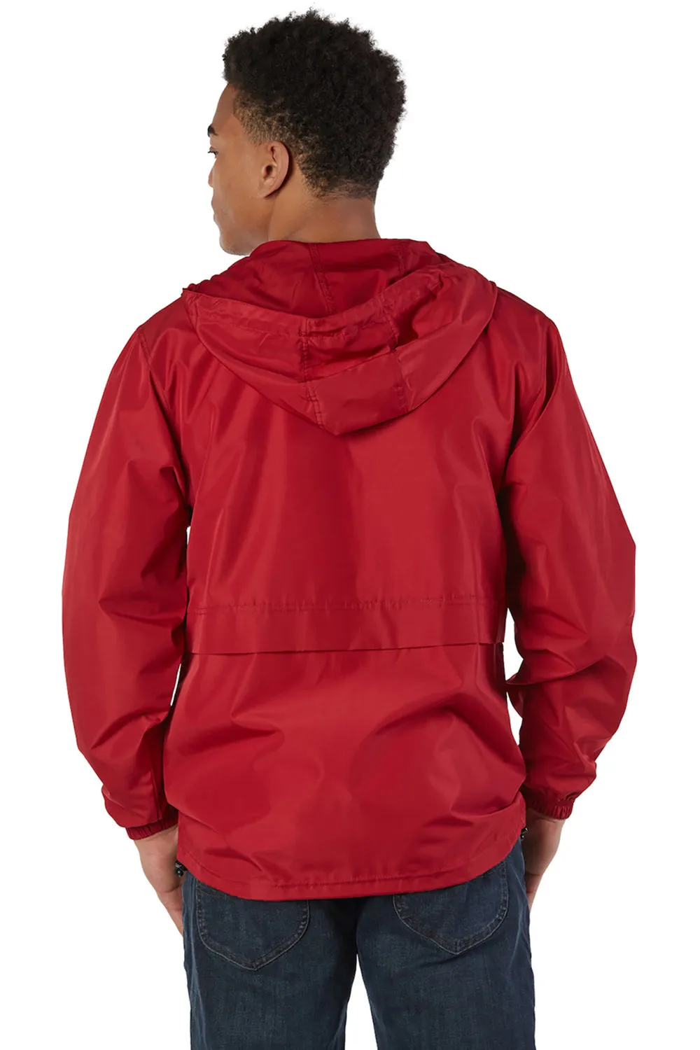 Champion Mens Wind & Water Resistant Full Zip Hooded Anorak Jacket - Scarlet Red