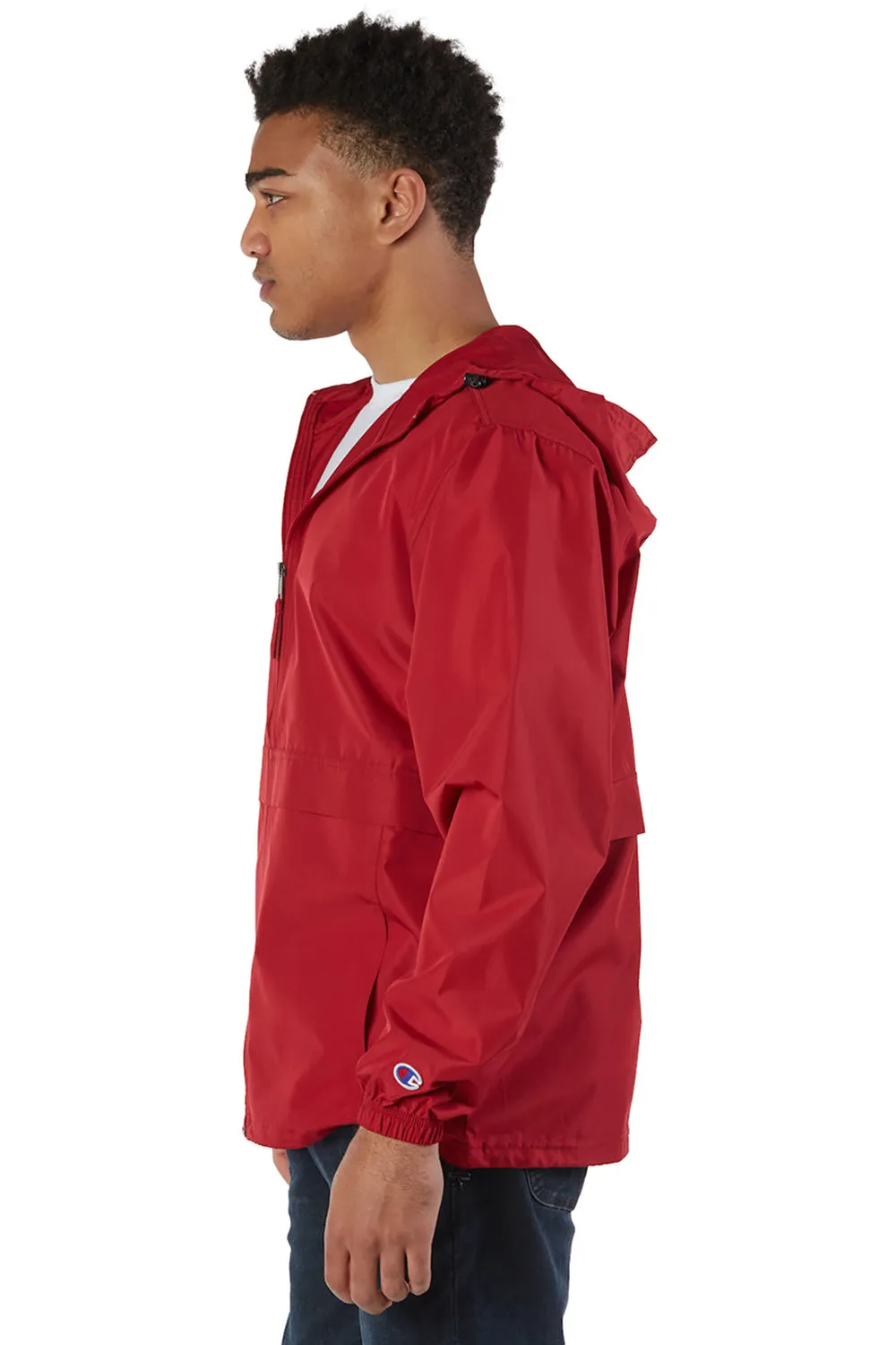 Champion Mens Wind & Water Resistant Full Zip Hooded Anorak Jacket - Scarlet Red