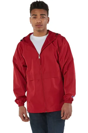Champion Mens Wind & Water Resistant Full Zip Hooded Anorak Jacket - Scarlet Red