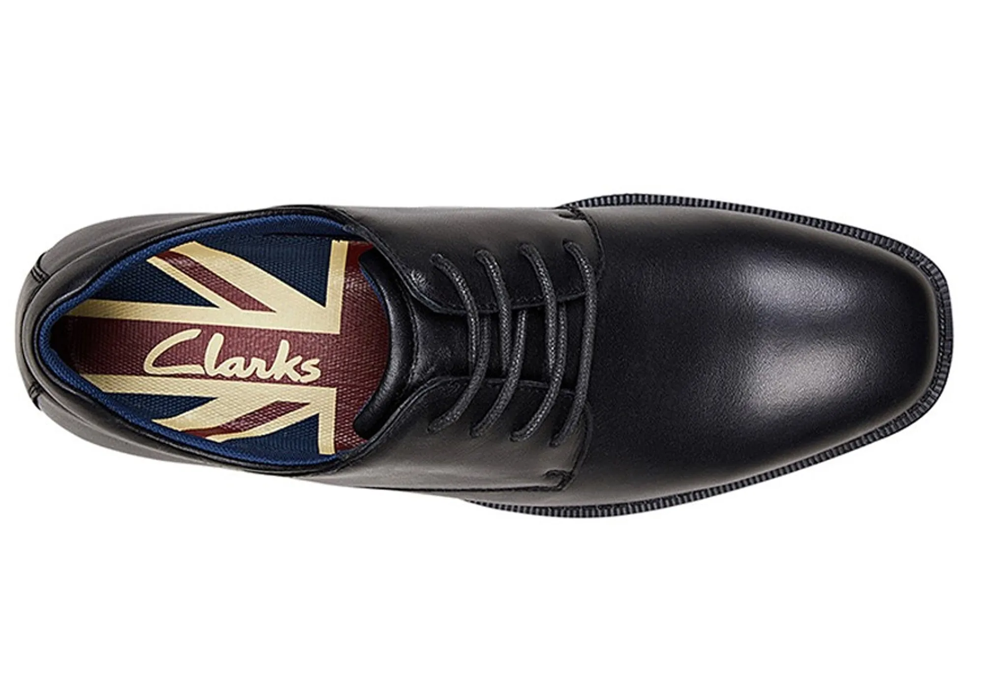 Clarks Boston Senior Black Leather School Shoes E Width Clarks Shoes