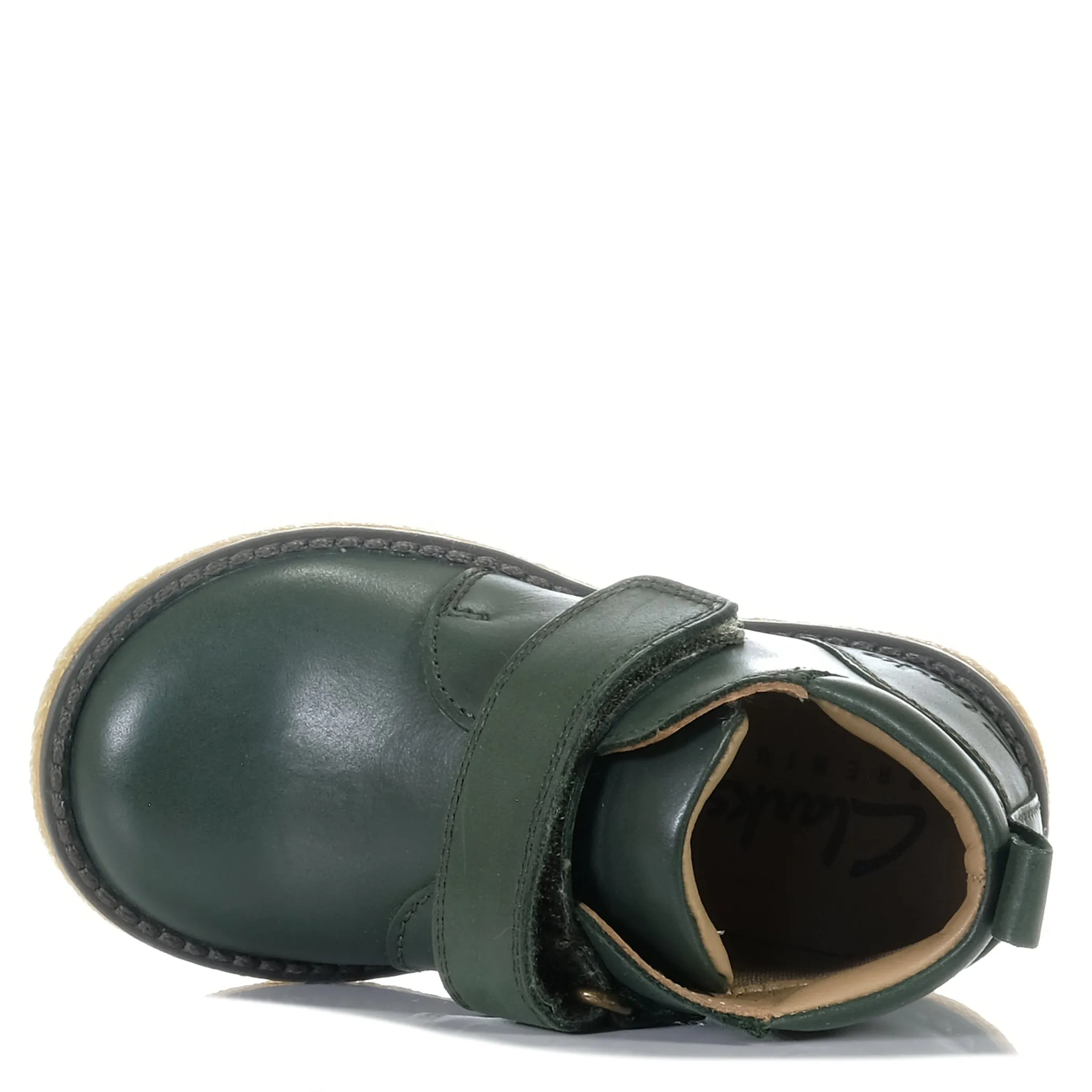 Clarks Charlie Jnr Dark Olive Shoes_Clarks