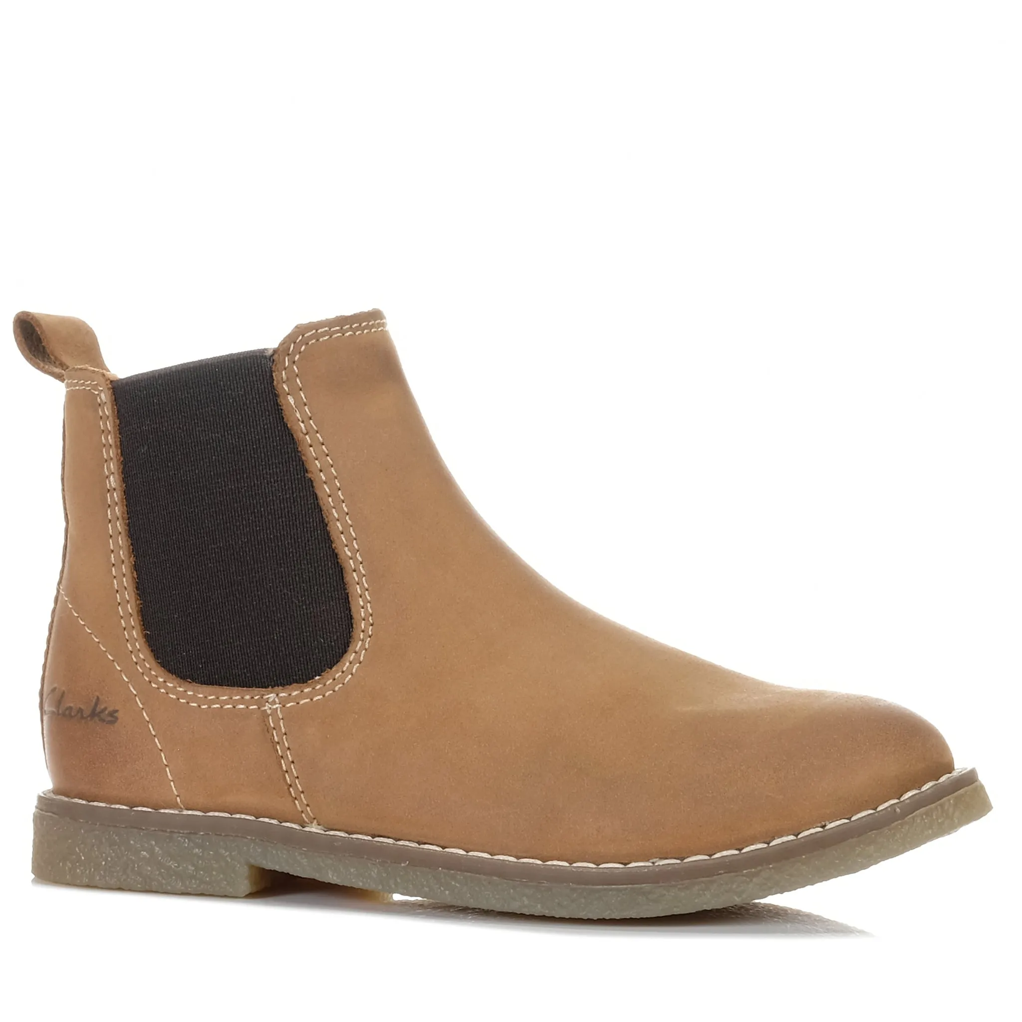 Clarks Chelsea II Tan Waxy Leather Shoes_Clarks