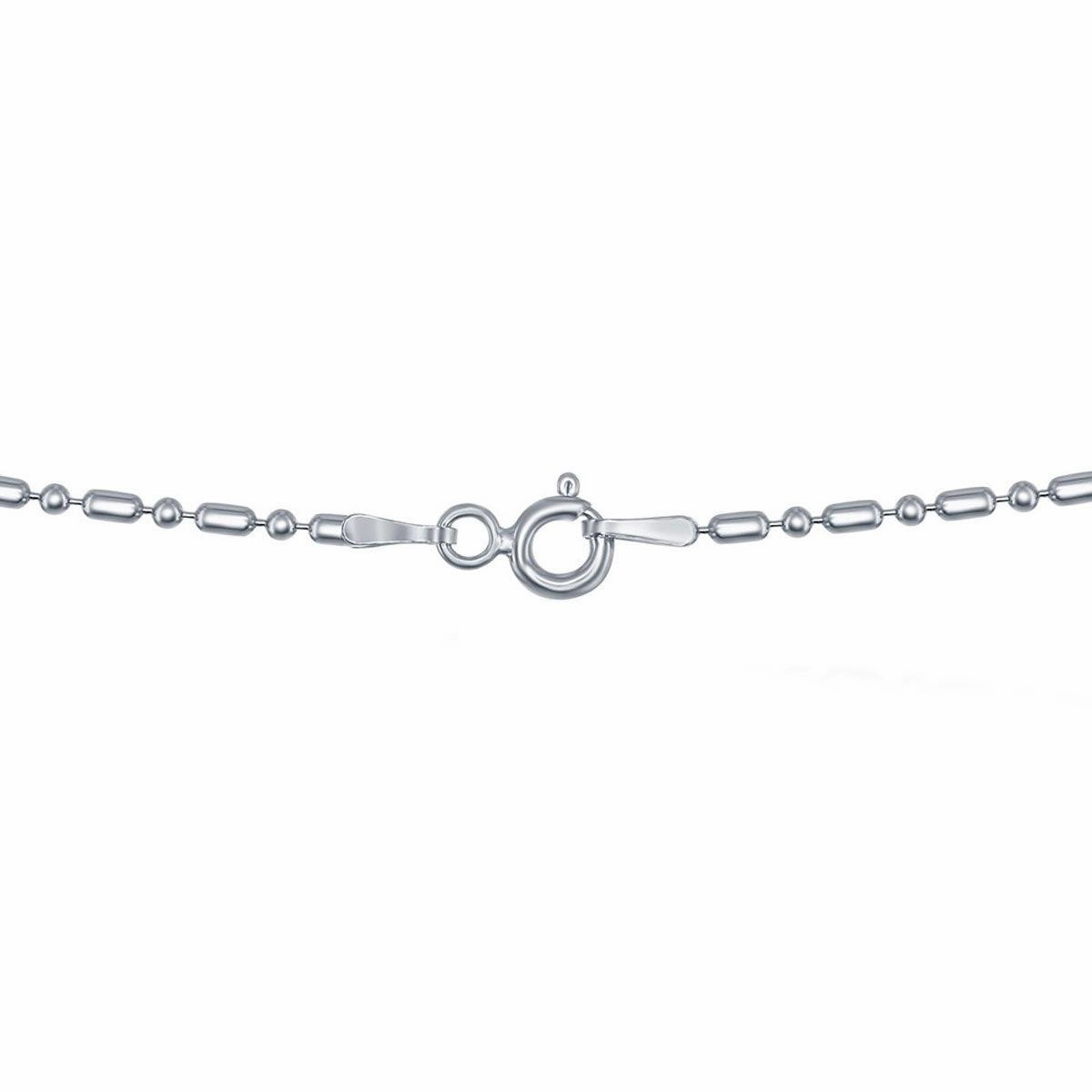 Classic Women's Chain - Rhodium Plated Sterling Silver 1 1 Bead, 18 inch | RBED-150-18