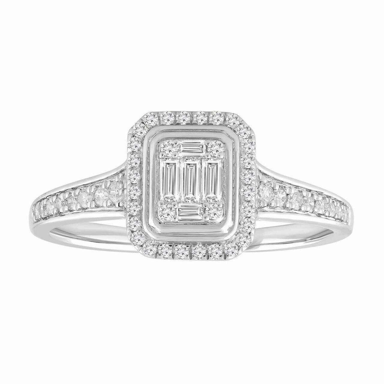 Cluster Ring With 0.33Ct Diamond  In 9K White Gold