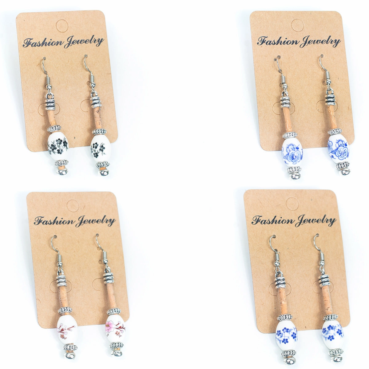 Color cork handmade earrings-ER-164-MIX-4