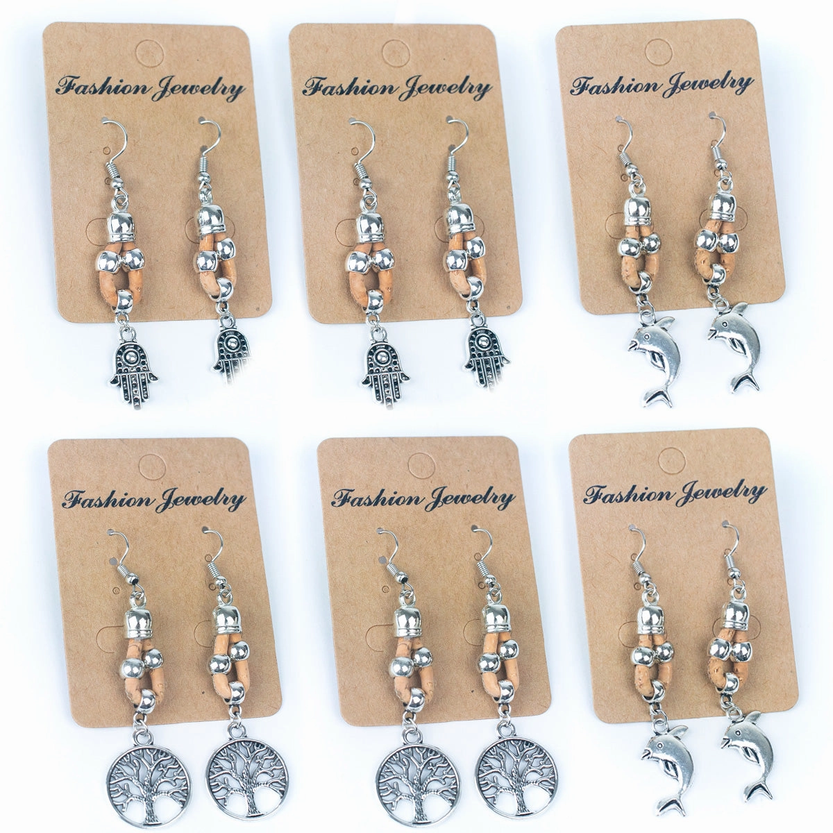 Color cork handmade earrings-ER-165-MIX-6