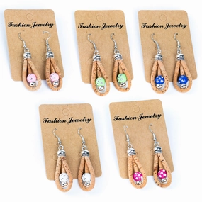 Color cork handmade earrings-ER-166-MIX-5