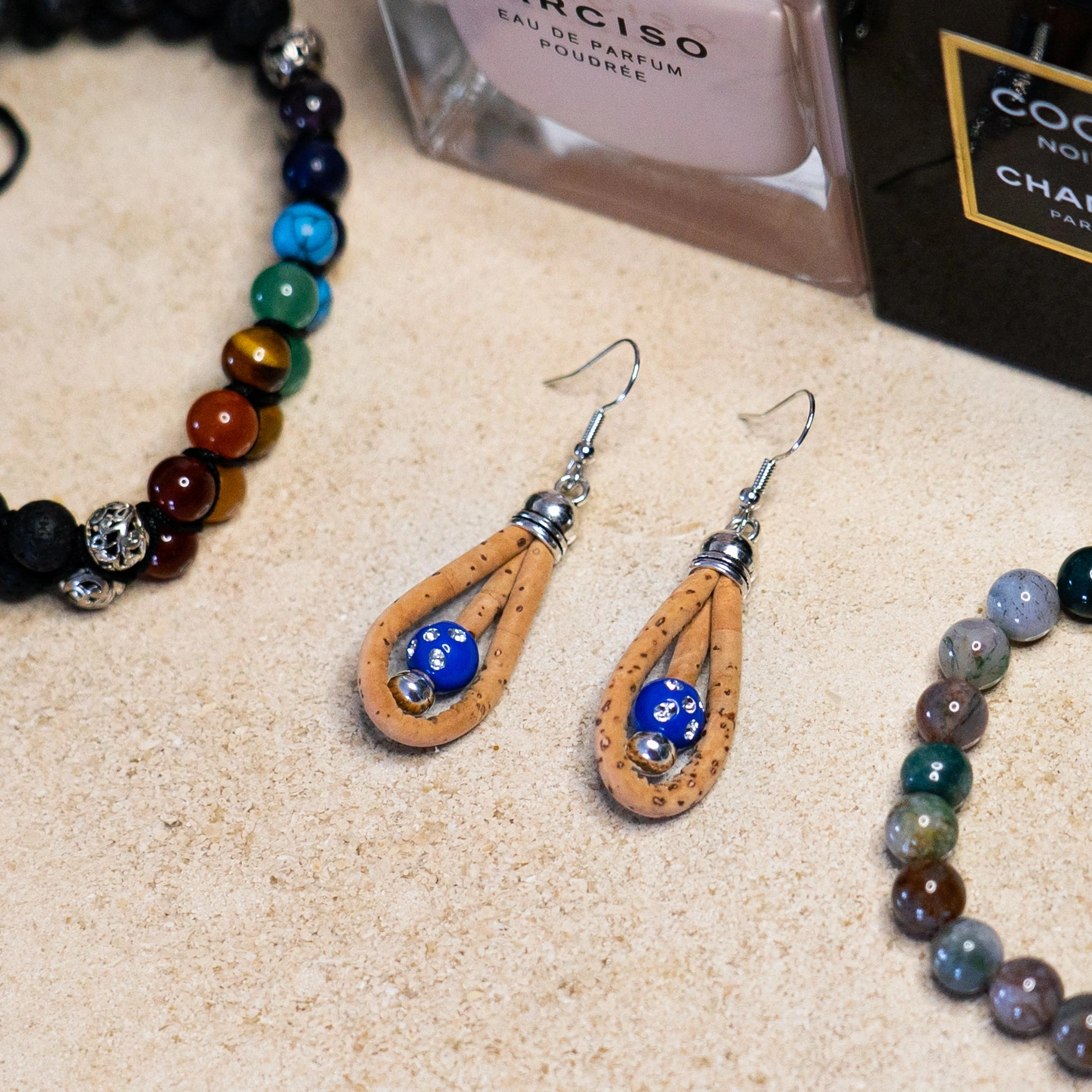 Color cork handmade earrings-ER-166-MIX-5