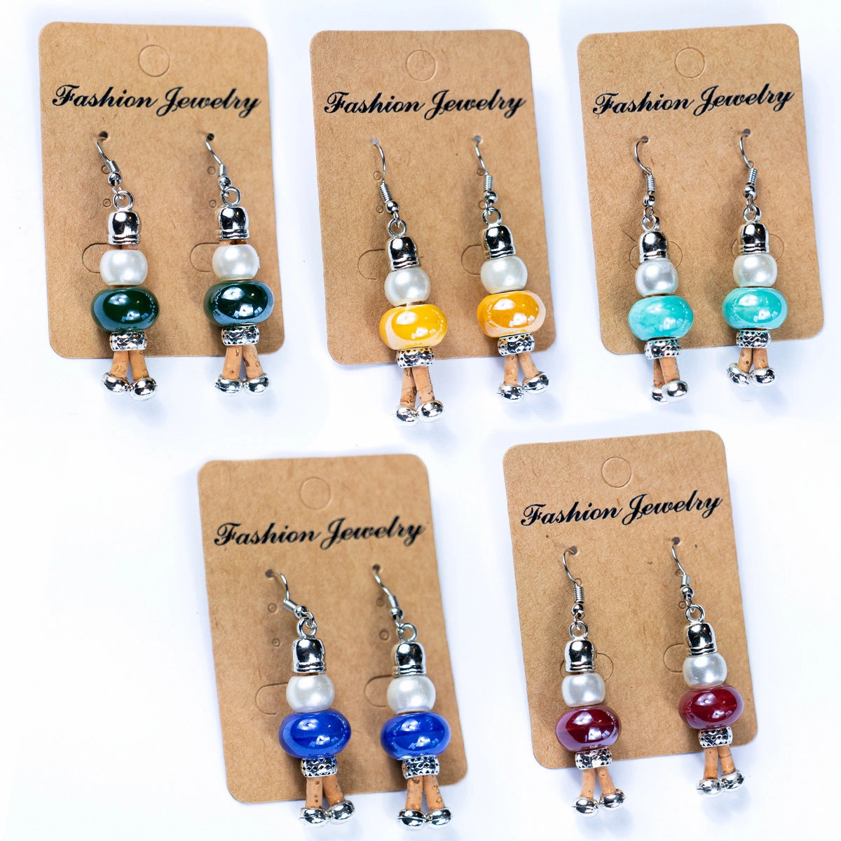 Color cork handmade earrings-ER-169-MIX-5