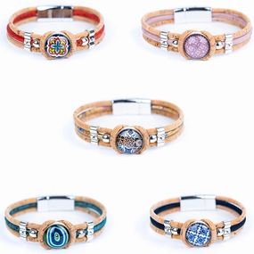 colored cork thread  handmade bracelet adjustable BR-433-MIX-5