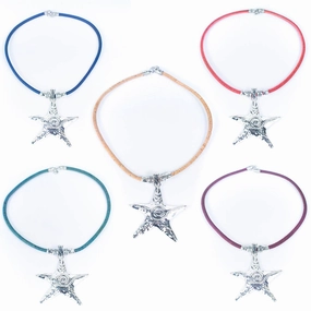 Colored cork with Star handmade cork necklace N-209-MIX-5