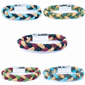 Colorful Cork Bracelet Made of Natural Cork Thread and Magnet Clasp BRW-013-MIX-5new