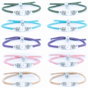 Colorful cork thread and Alloy accessories handmade women's bracelet BR-460-MIX-10