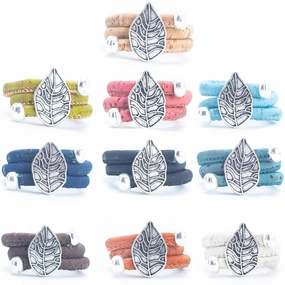 Colorful Leaves ring handmade Cork Rings  R-099-MIX-10