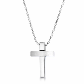 Contemporary Stainless Steel Cross Necklace