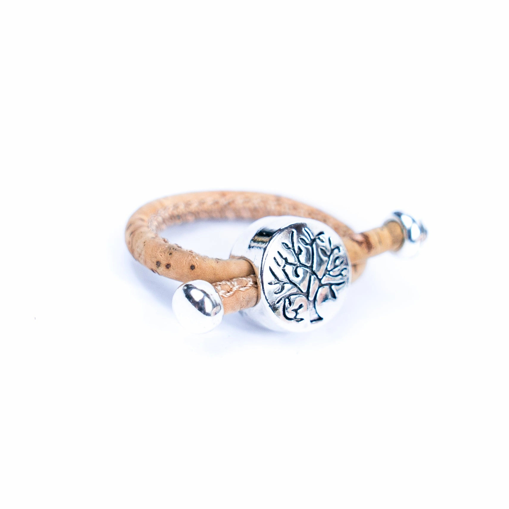 Copy of 3mm Round Natural Cork Wire with tree accessories Handmade Women's Ring  RW-038-10