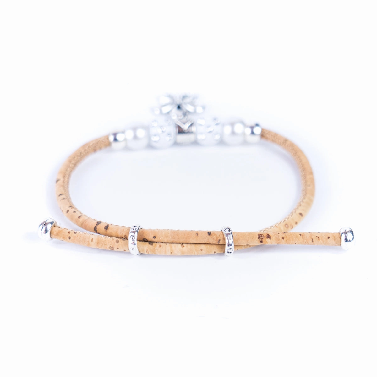 Cork cord and alloy hardware handmade bracelet BR-482-MIX-10
