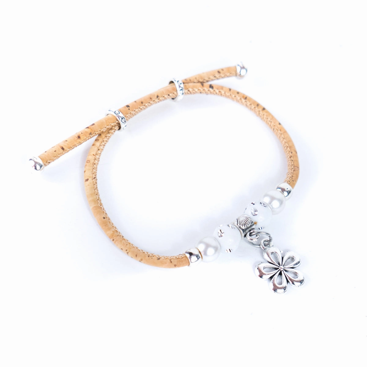 Cork cord and alloy hardware handmade bracelet BR-482-MIX-10