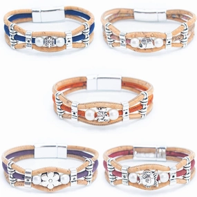 Cork jewelry cork bracelet for women colorful Cork handmade bracelet BR-411-MIX-5(NEW)