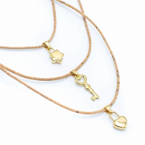 Cork jewelry-Stainless steel necklace  for women NS-001-3